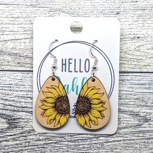 Sunflower Earrings Wooden